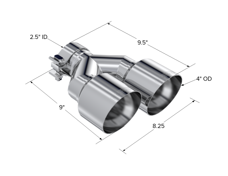 MBRP Universal T304 SS Dual Tip 4in OD/2.5in Inlet - T5178