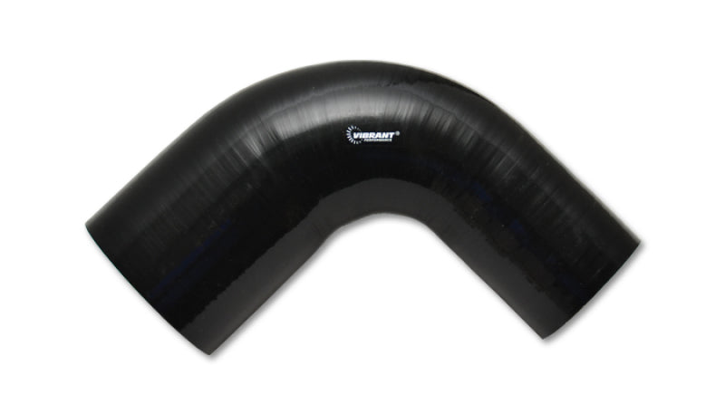 Vibrant 1.75in ID x 2in ID x 4in Long Gloss Black Silicone 90 Degree Transition Elbow - 19788