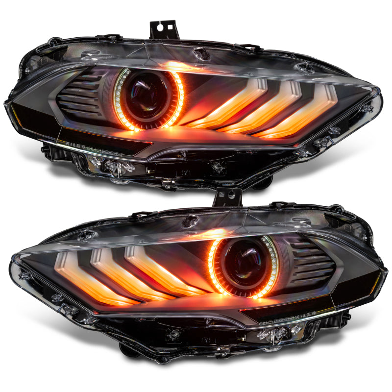 Oracle Lighting 18-23 Ford Mustang Dynamic ColorSHIFT LED Headlights - Black Series - 8204-332