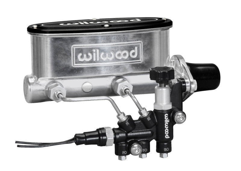 Wilwood HV Tandem M/C Kit w L/H Bracket &amp; Prop Valve - 1in Bore Ball Burnished - 261-13269-P