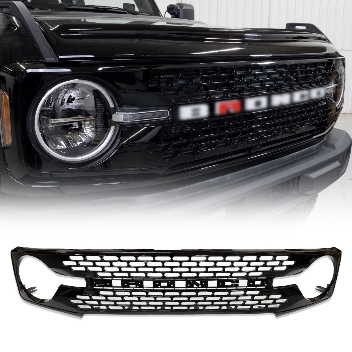 IAG I-Line Front Grille Gloss Black OEM High End Style 2021+ Ford Bronco