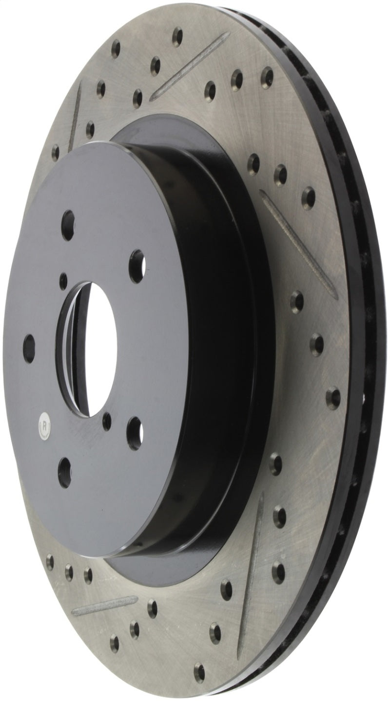 StopTech 16-17 Subaru WRX (w/Eyesight Technology) Sport Slotted & Drilled Rear Right Rotor - 127.47037R