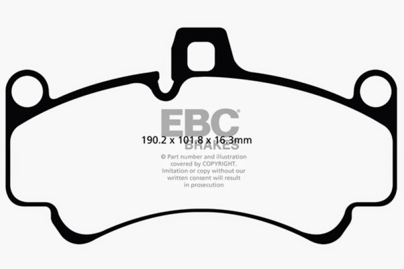 EBC 01-03 Porsche 911 (996) (Cast Iron Rotor only) 3.6 Twin Turbo GT2 Yellowstuff Front Brake Pads - DP41516R