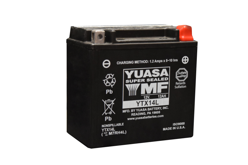 Yuasa YTX14L Maintenance Free AGM 12 Volt Battery - YUAM7RH4L by Yuasa Battery