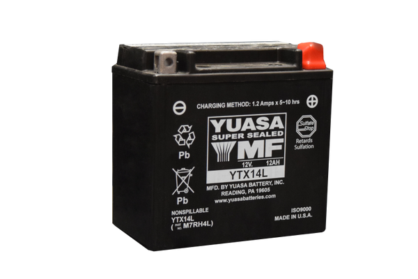 Yuasa YTX14L Maintenance Free AGM 12 Volt Battery - YUAM7RH4L by Yuasa Battery