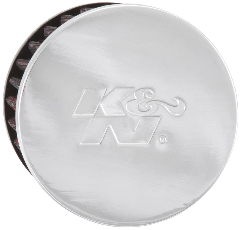 K&N 1.75in Flange ID x 3in OD x 2.5in H Chrome Finish Rubber Base Crankcase Vent Filter - 62-1480