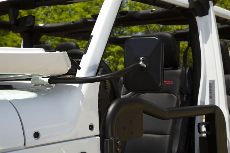 Rugged Ridge 18-20 Jeep Wrangler JL/JT Rectangular Trail Mirror Kit - 11025.26 for 2018-2026 Jeep Wrangler - installed view