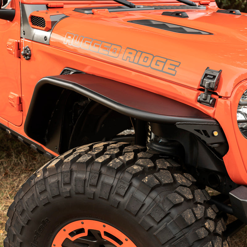 Rugged Ridge HD Steel Tube Fenders Front Pair Black 18-19 JL - 11615.71