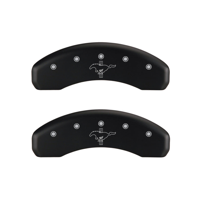 MGP 4 Caliper Covers Engraved Front 2015/Mustang Engraved Rear 2015/Bar &amp; Pony Red finish silver ch - 10202SMB2RD