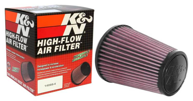 K&N Universal Tapered Filter 3.125in Flange ID x 5in Base OD x 3.5in Top OD x 6in Height - RU-3250 by K&N Engineering - packa