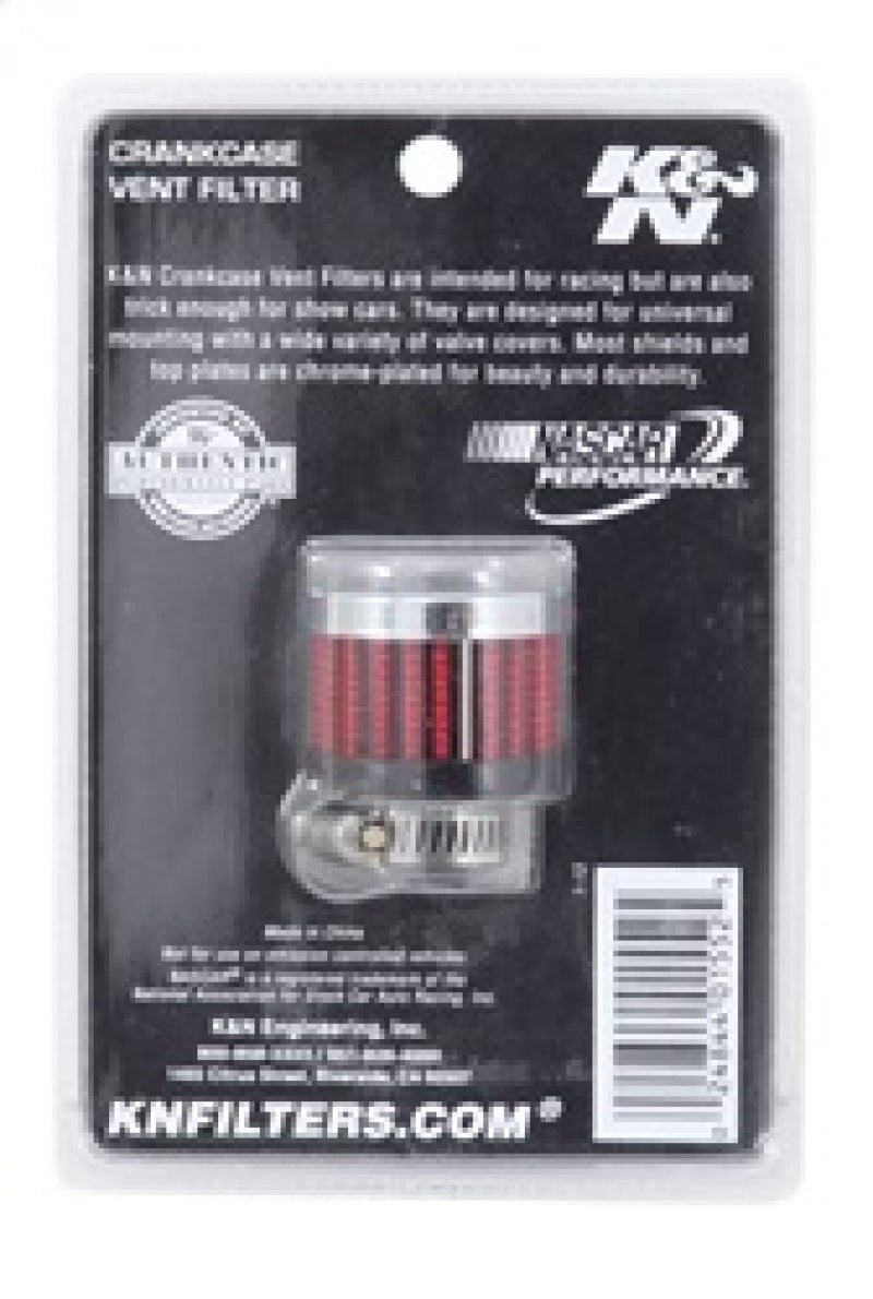 K&amp;N Rubber Base Crankcase Vent Filter - 0.55in Flange ID 1.375in OD 1.125in Height - 62-2480