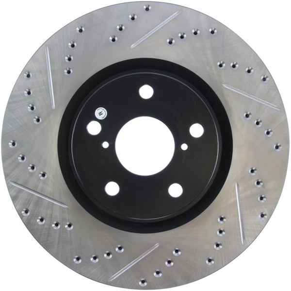 StopTech 5/93-98 Toyota Supra Turbo Right Front Slotted & Drilled Rotor - 127.44104R for 1993-2002 Toyota Supra - front view