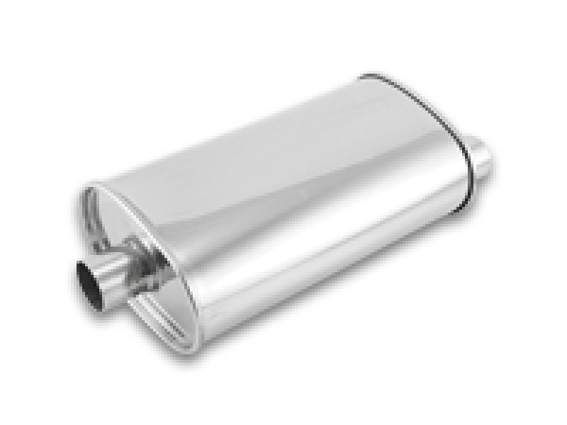 Vibrant StreetPower Oval Muffler - 2in Inlet/Dual Outlet (Center In - Offset Out) - 1104