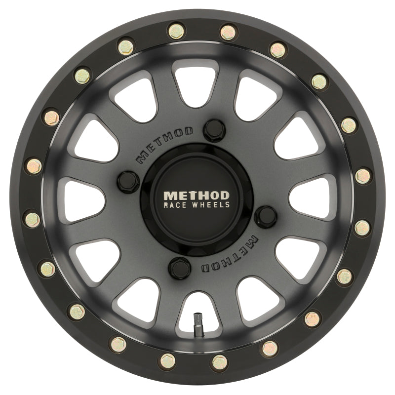 Method MR401 UTV Beadlock 15x7 / 4+3/13mm Offset / 4x156 / 132mm CB Titanium Wheel- Matte Black Ring - MR40157046843B
