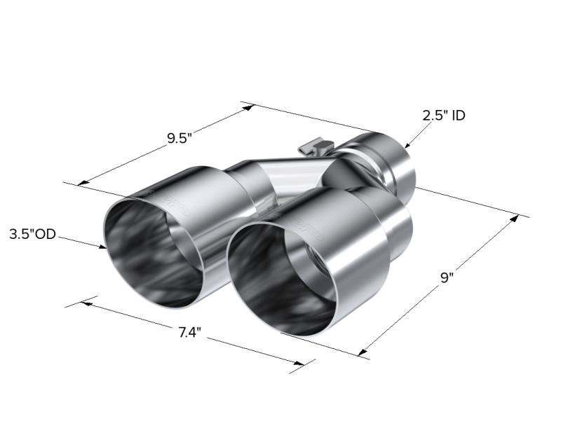 MBRP Universal T304 SS Dual Tip 3.5in OD/2.5in Inlet - T5170