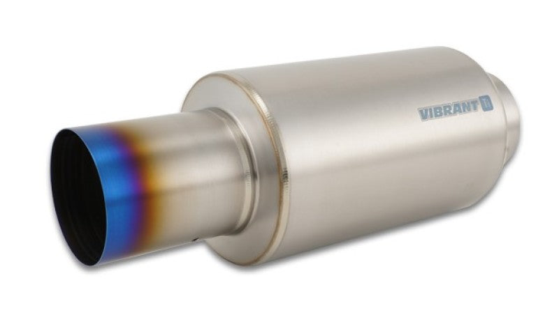 Vibrant Titanium Muffler w/Straight Cut Burnt Tip 4in Inlet / 4in Outlet - 17566
