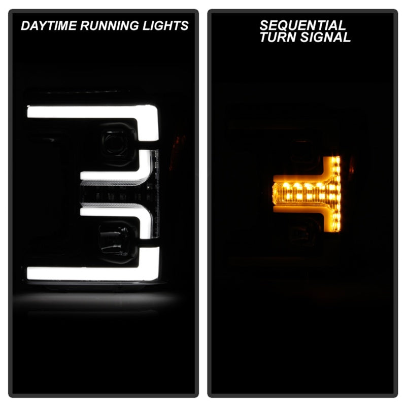 Spyder Ford F-250/F-350/F450 Super Duty 17-18 Projector Headlights Black PRO-YD-FS17-SBSEQ-BK - 5086280