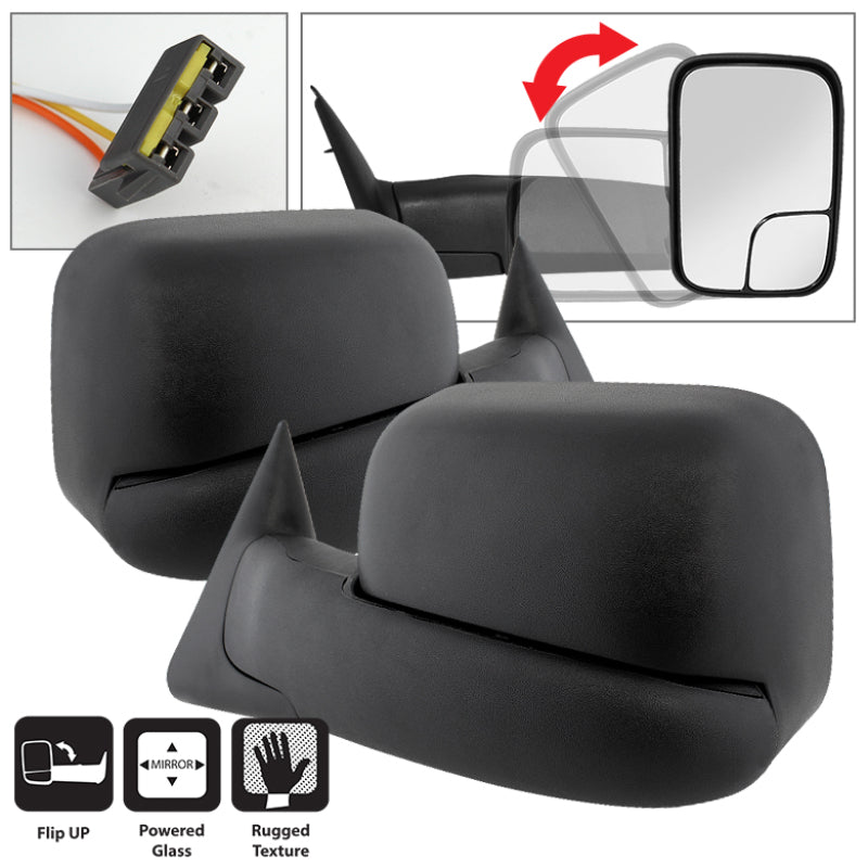 Xtune Dodge Ram 94-97 L&amp;R Manual Extendable Power Adjust Mirror MIR-DRAM94-PW-SET - 9935633