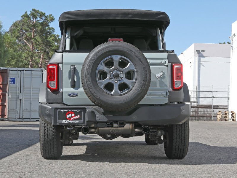 aFe Vulcan 3in 304 SS Axle-Back Exhaust 2021 Ford Bronco L4-2.3L (t)/V6-2.7L (tt) w/ Black Tips - 49-33137-B