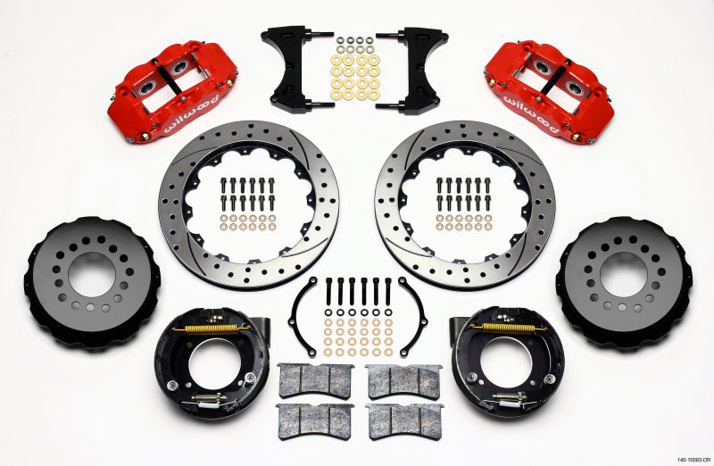 Wilwood Narrow Superlite 4R Rear P-Brk Kit 12.88in Drilled Red Chevy C-10 2.42 Offset 5-lug - 140-10093-DR for 1975-1986 Chev