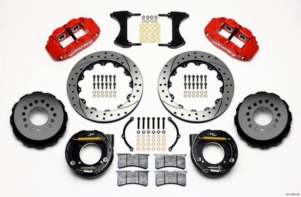 Wilwood Narrow Superlite 4R Rear P-Brk Kit 12.88in Drilled Red Chevy C-10 2.42 Offset 5-lug - 140-10093-DR for 1975-1986 Chev