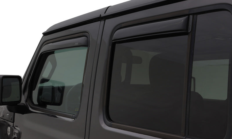 AVS 07-18 Jeep Wrangler Unlimited Ventvisor In-Channel Front &amp; Rear Window Deflectors 4pc - Smoke