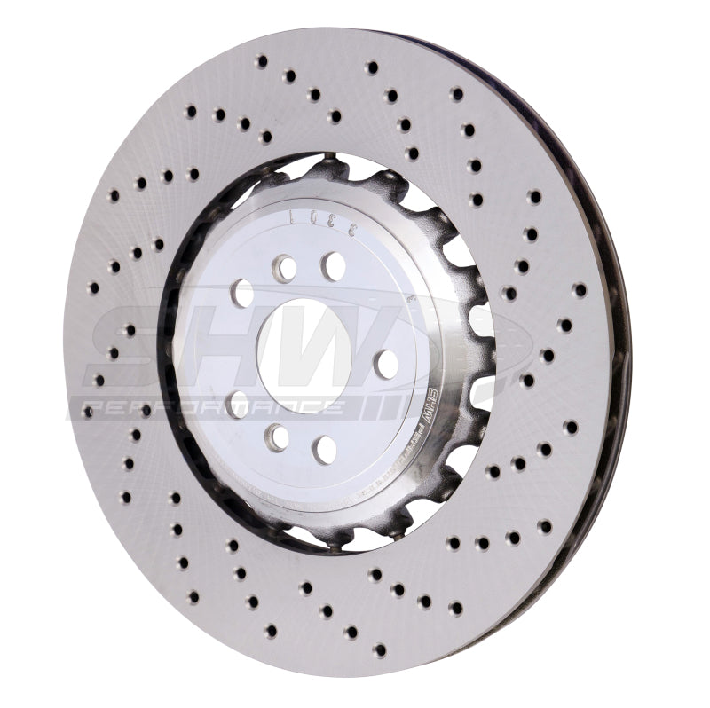 SHW 18-21 BMW M5 4.4L Right Rear Cross-Drilled Lightweight Brake Rotor (34217991104) - BRR42504