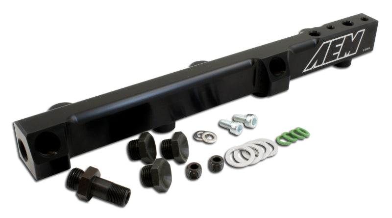 AEM 90-93 Accord DX/LX/SE/EX &amp; 92-01 Prelude S/Si/Si VTEC Black Fuel Rail - 25-104BK
