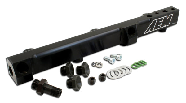 AEM 90-93 Accord DX/LX/SE/EX & 92-01 Prelude S/Si/Si VTEC Black Fuel Rail - 25-104BK for 1992-2001 Honda Prelude