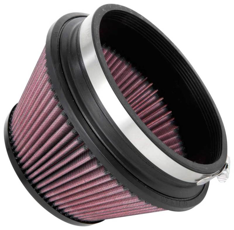 K&N Universal Clamp-On Air Filter 6in FLG / 7-1/2in B / 5-1/8in T / 4in H - RU-1009 for 2013-2016 Cadillac ATS - angle view