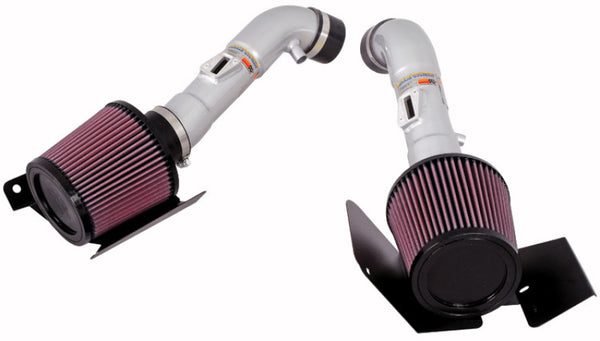 K&N 07-08 350z Dual Silver Typhoon Short Ram Intake - 69-7071TS for 2007-2008 Nissan 350Z - front view
