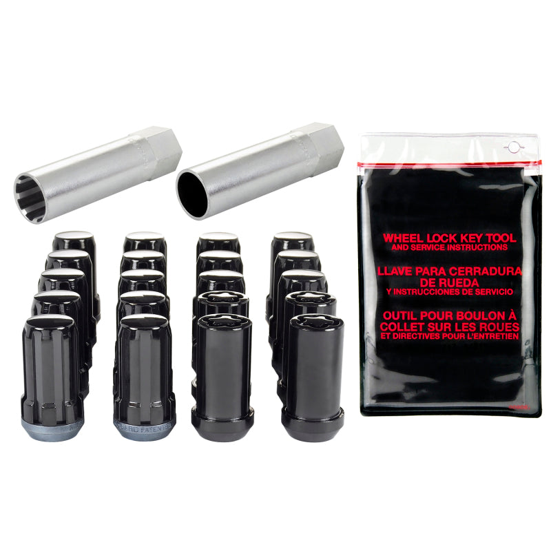 McGard SplineDrive Tuner 5 Lug Install Kit w/Locks &amp; Tool (Cone) M14X1.5 / 22mm Hex - Blk