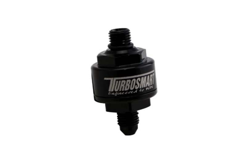 Turbosmart Billet Turbo Oil Feed Filter w/ 44 Micron Pleated Disc AN-4 Male to AN-4 ORB- Black - TS-0804-1003