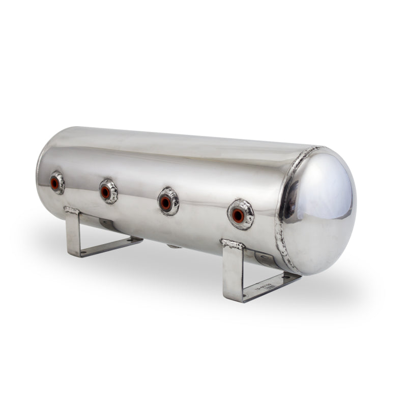 Air Lift 2.5 Gal Alum Air Tank - (4) 1/4in Face Ports &amp; 1/4in Drain Port - 20in L X 6in D - Polished