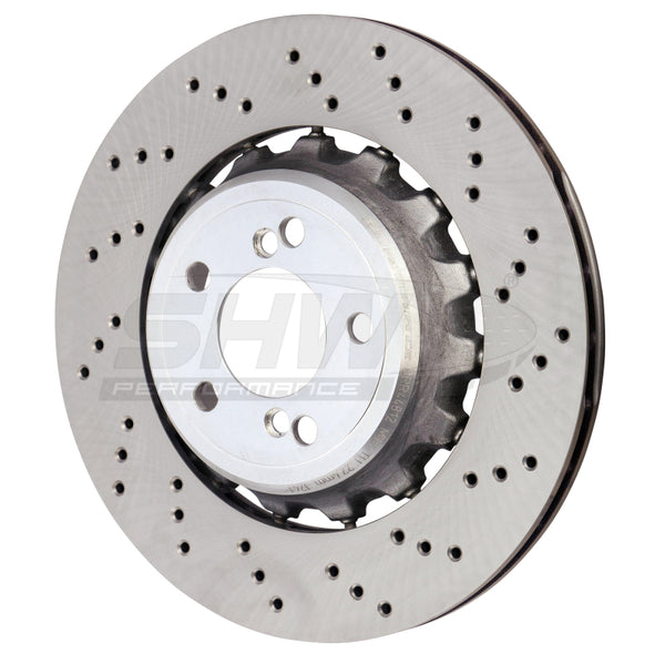 SHW 15-18 BMW M3 3.0L Right Rear Cross-Drilled Lightweight Brake Rotor (34212284812) - BRR44812 for 2016-2021 BMW M2 - front 