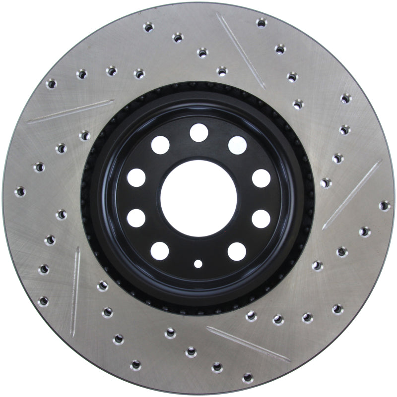 StopTech 2006 - 2018 Audi A3 Slotted & Drilled Sport Brake Rotor - 127.33098R for 2008-2023 Audi TT - package contents