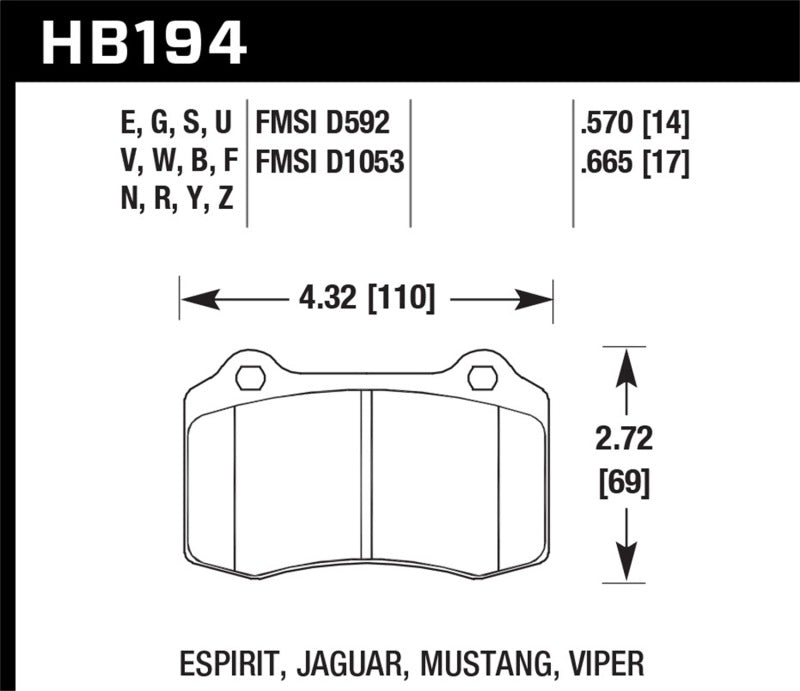 Hawk HP+ Street Rear Brake Pads HB194N.570