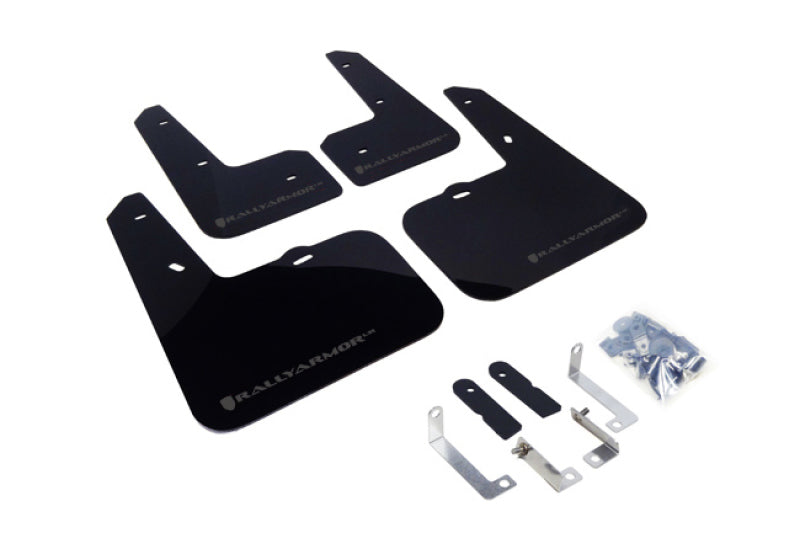 Clearance - Rally Armor 12-18 Hyundai Veloster Black UR Mud Flap w/ Grey Logo - RALMF24-UR-BLK/GRY