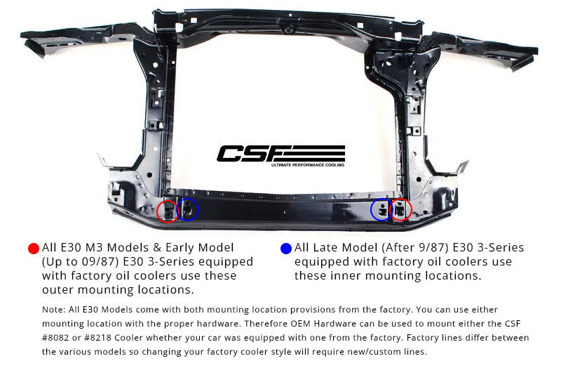 CSF 82-94 BMW 3 Series (E30) High Performance Oil Cooler w/-10AN Male &amp; OEM Fittings - 8092