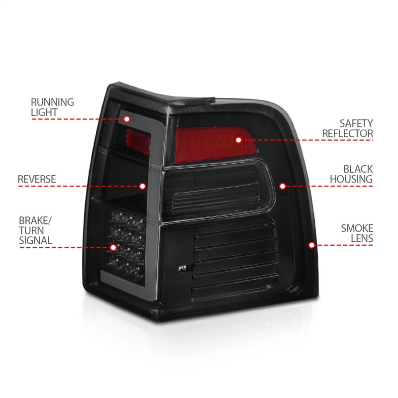 ANZO 07-17 Ford Expedition LED Taillights w/ Light Bar Black Housing Smoke Lens - 311409