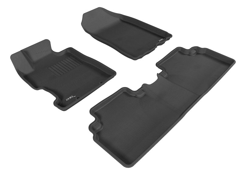 3D MAXpider 2006-2011 Honda Civic Sedan Kagu 1st &amp; 2nd Row Floormat - Black - L1HD01201509