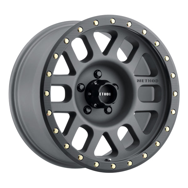Method MR309 Grid 17x8.5 0mm Offset 5x5 94mm CB Titanium/Black Street Loc Wheel - MR30978550800 by Method Wheels - front view