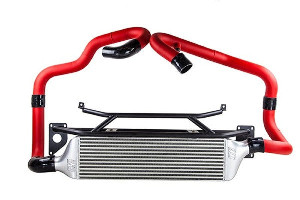 Turbo XS FMIC 2015-2017 Subaru STi - Wrinkle Red Pipes - STI15-FMIC-RED for 2015-2021 Subaru WRX STI - front view