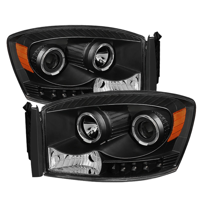 Xtune Dodge Ram 1500 06-08 / Ram 2500/3500 06-09 Halo Projector Headlights Black PRO-JH-DR06-LED-BK - 9028328