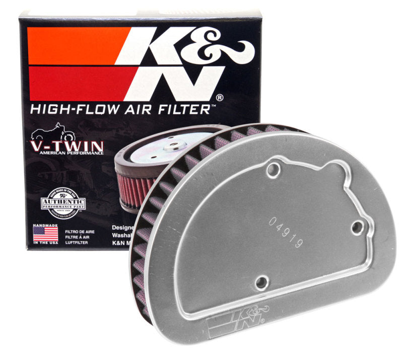 K&N Replacement Unique Air Filter 6.625in L x 4.75in W x 1.625in H with 1 Flange for Harley Davidson - HD-1614