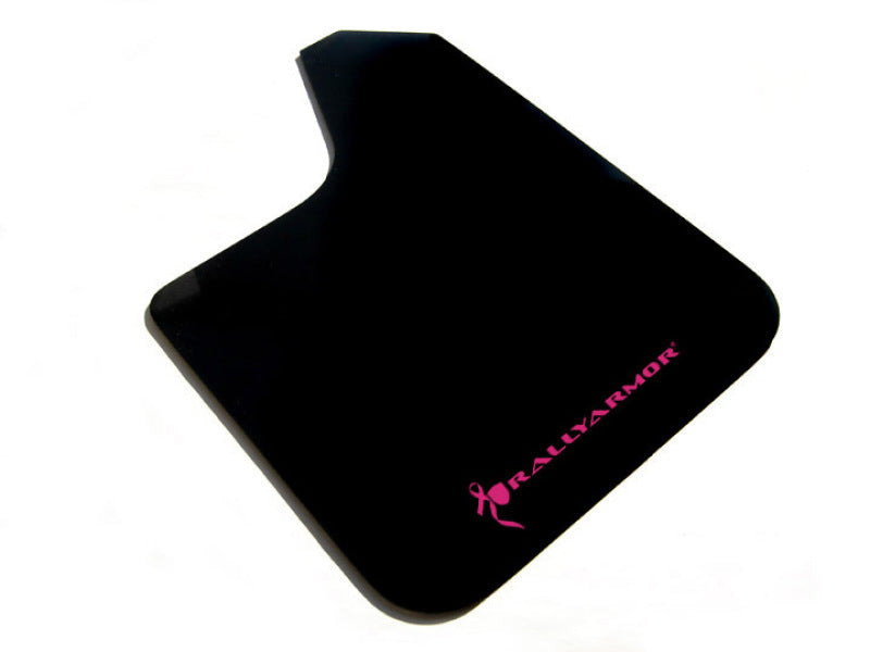 Clearance - Rally Armor Universal Fit (No Hardware) Basic Black Mud Flap w/ Pink Logo - RALMF12-BAS-BCPK