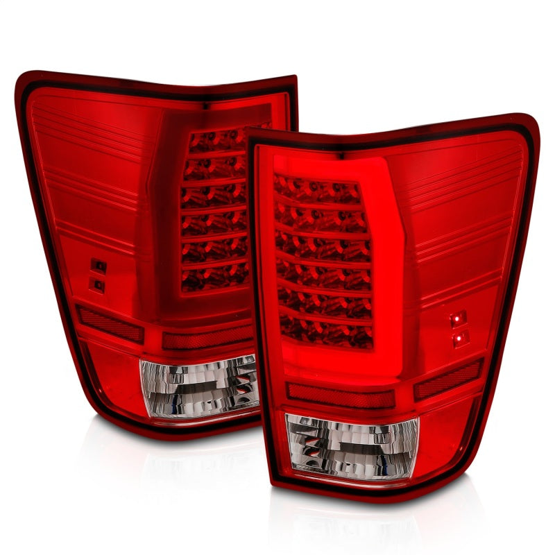 Anzo 04-15 Nissan Titan Full LED Tailights Chrome Housing Red/Clear Lens - 311422