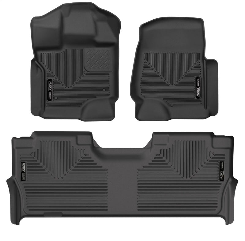 Husky Liners 21-23 Ford F-150 CC SC X-Act Contour Front &amp; Second Row Seat Floor Liners - Black - 53468