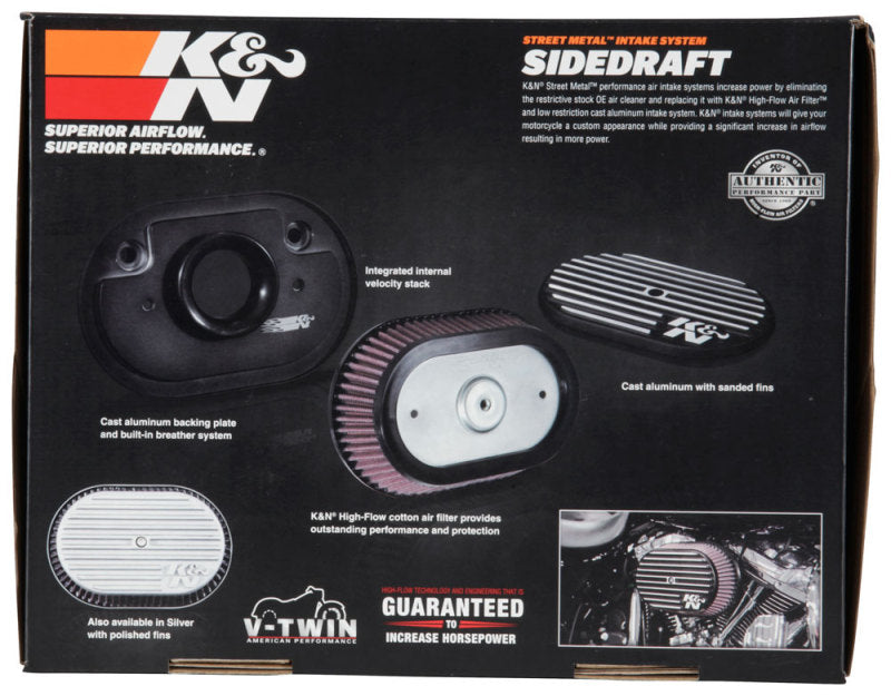 K&N Street Metal Intake System for 02-06 Harley Davidson Road King F/I 88cl Side Draft Dyna/Softail - RK-3953