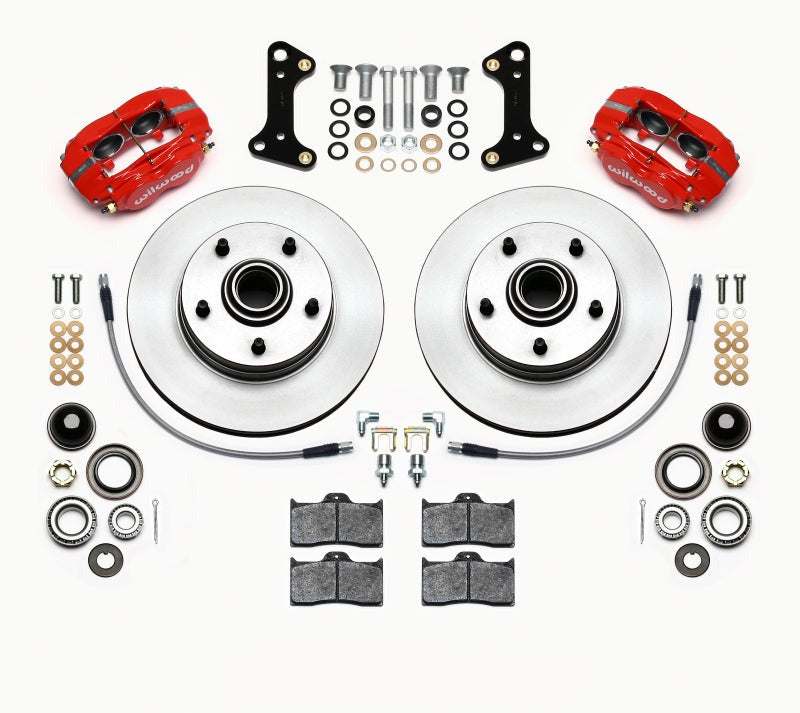 Wilwood Forged Dynalite-M Front Kit 11.00in 1 PC Rotor&amp;Hub Red 67-69 Camaro 64-72 Nova Chevelle - 140-15272-R